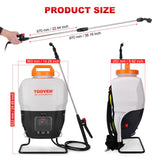 Toovem 4 Gallon Battery Powered Backpack Sprayer - Electric Garden Sprayer with 18V Strong Battery, Automatic Pressurization, 4 Nozzles, Comfortable Design for Lawn, Garden, Farms & Orchards Spraying