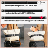 TOOVREN 2 - in - 1 Travel Belt for Luggage Straps Add a Bag Bungees Luggage Strap Over Handle Suitcases Belt for Carry On Bag Elastic Belt Adjustable Suitcase Strap Airport Travel Accessories Black