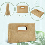 Top Handle Straw Clutch Handbags for Women, Summer Shoulder Crossbody Bag Raffia Evening Bag Woven Clutch for Beach, Travel, Parties, Khaki
