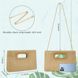 Top Handle Straw Clutch Handbags for Women, Summer Shoulder Crossbody Bag Raffia Evening Bag Woven Clutch for Beach, Travel, Parties, Khaki
