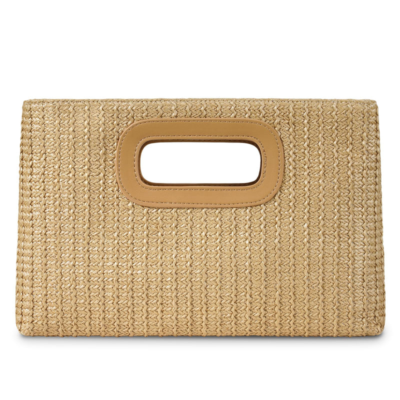 Top Handle Straw Clutch Handbags for Women, Summer Shoulder Crossbody Bag Raffia Evening Bag Woven Clutch for Beach, Travel, Parties, Khaki