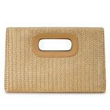 Top Handle Straw Clutch Handbags for Women, Summer Shoulder Crossbody Bag Raffia Evening Bag Woven Clutch for Beach, Travel, Parties, Khaki