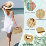 Top Handle Straw Clutch Handbags for Women, Summer Shoulder Crossbody Bag Raffia Evening Bag Woven Clutch for Beach, Travel, Parties, Khaki