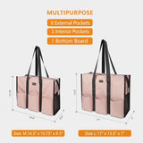 TOPDesign Utility Water Resistant Tote Bag with 13 Exterior & Interior Pockets, Top Zipper Closure & Thick Bottom Support, for Working Women, Teachers, Nurses, Accountants (Pink)