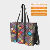 TOPDesign Utility Water Resistant Tote Bag with 22 Exterior & Interior Pockets, Top Zipper Closure & Thick Bottom Support, Perfect Gifts for Working Women, Teachers, Nurses, Accountants (Yoga)