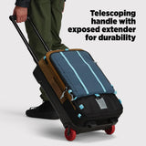 Topo Designs Global Travel Roller Bag Suitcase, 44L Carry - On, 3 Handles, Smooth Heavy Duty Wheels, Telescoping Handle, Durable + Rugged, WRAP Certified (Stone Blue/Forest)