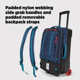 Topo Designs Global Travel Roller Bag Suitcase, 44L Carry - On, 3 Handles, Smooth Heavy Duty Wheels, Telescoping Handle, Durable + Rugged, WRAP Certified (Stone Blue/Forest)