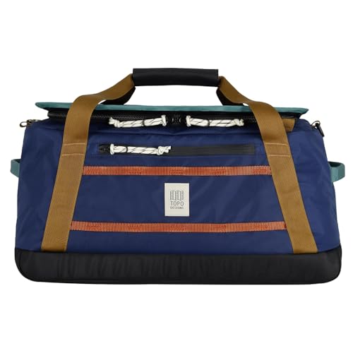Topo Designs Mountain Duffel 40L, Recycled Nylon Ripstop Travel Bag, Removable Backpack Straps, Interior Mesh Pockets | Backpacks4Less