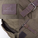 TOPWOLFS Waterproof Waxed Canvas Backpack for Men Travel Rucksack Leather Trimming (Green) One_Size