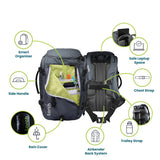 torch 40L Travel Backpack for Men - Large Carry On Backpack Airline Approved with Rain Cover for Camping, Hiking, Outdoor - Takahagi (Iron Grey)