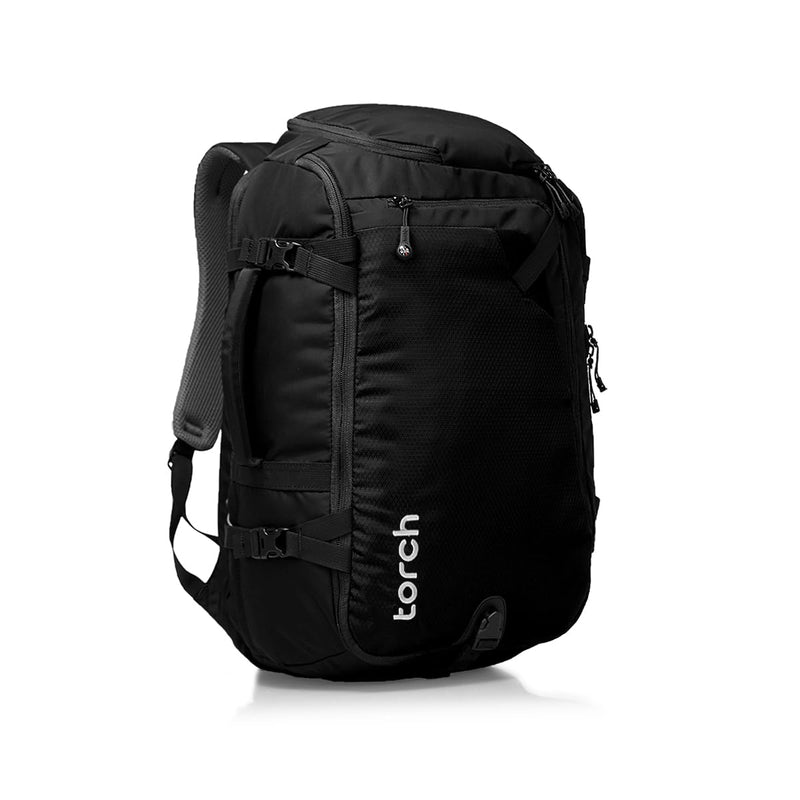 torch Travel Backpack 40L – TSA Friendly Flight Approved, Carry - On Waterproof Hiking Daypack with Rain Cover – Lightweight Rucksack for Camping, Trekking, Outdoor Adventures – Takahagi(Black)