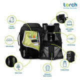 torch Travel Backpack 40L – TSA Friendly Flight Approved, Carry - On Waterproof Hiking Daypack with Rain Cover – Lightweight Rucksack for Camping, Trekking, Outdoor Adventures – Takahagi(Black)