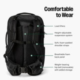 Tortuga 40L Travel Backpack Pro, Black - Large Carry - On Travel Backpack for Men and Women - Durable, Comfortable, Easy to Pack, Airline - Approved Bag with Laptop Compartment