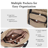 Tote Bag for Women, Lightweight Quilted Puffer Tote with Multiple Pockets, Large Capacity Shoulder Work Bag for Travel (Brown)