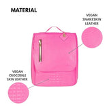 Tote&Carry Apollo 2 Large Vegan Backpack, Eco-Friendly Carry-On Bag for Travel, Work & Daily Use – Water-Resistant (Crocodile Skin Pattern, Neon Pink)
