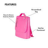 Tote&Carry Apollo 2 Large Vegan Backpack, Eco-Friendly Carry-On Bag for Travel, Work & Daily Use – Water-Resistant (Crocodile Skin Pattern, Neon Pink)