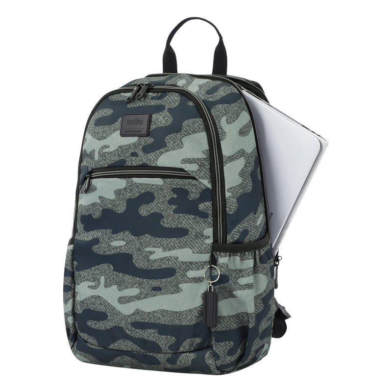 Totto Eco - friendly Military Print Backpack - Tracer 2, Green