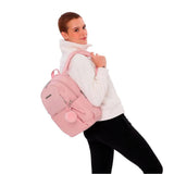 TOTTO Women's Fashion Backpack with Laptop Holder 14 Liquid Repellent with Adelaide Secret Bag ADE12.0T241, Pink, L