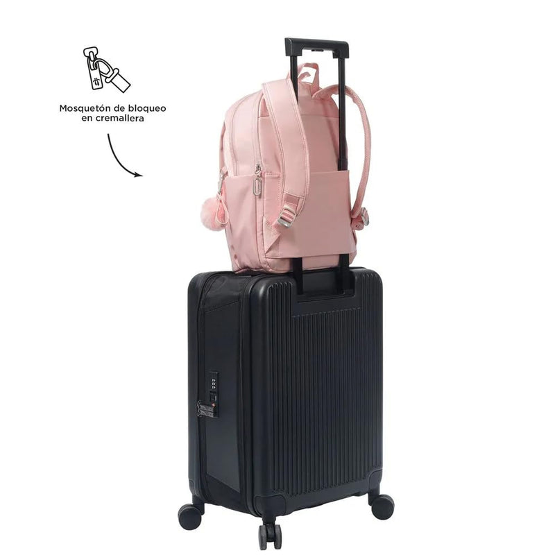 TOTTO Women's Fashion Backpack with Laptop Holder 14 Liquid Repellent with Adelaide Secret Bag ADE12.0T241, Pink, L