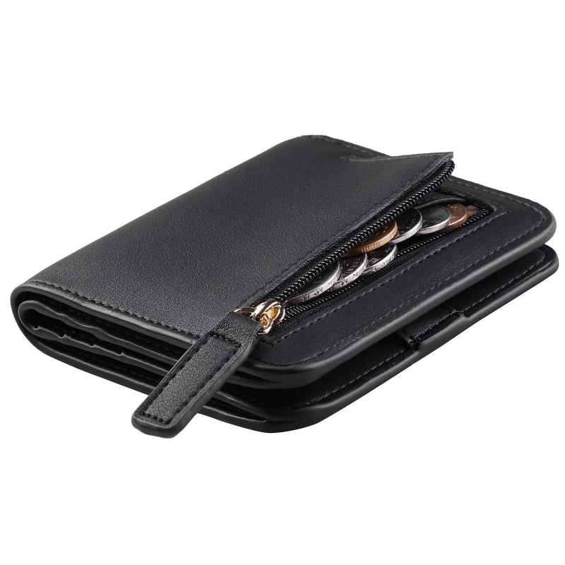 Toughergun Women’s Small Slim Leather Wallet with RFID Protection, Compact Bifold Mini Purse with Clear ID Window