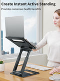 tounee Laptop Stand for Desk Adjustable Height, Telescopic Computer Stand with Pull Out Design Ergonomic Laptop Riser Fits All Laptops 10 - 17" - Gray