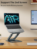 tounee Laptop Stand for Desk Adjustable Height, Telescopic Computer Stand with Pull Out Design Ergonomic Laptop Riser Fits All Laptops 10 - 17" - Gray