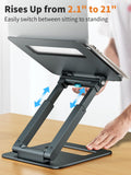tounee Laptop Stand for Desk Adjustable Height, Telescopic Computer Stand with Pull Out Design Ergonomic Laptop Riser Fits All Laptops 10 - 17" - Gray