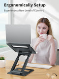 tounee Laptop Stand for Desk Adjustable Height, Telescopic Computer Stand with Pull Out Design Ergonomic Laptop Riser Fits All Laptops 10 - 17" - Gray