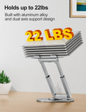 tounee Telescopic Laptop Stand for Desk with 360° Swivel Base, Sit to Stand, Height Adjustable, Portable Riser Holder for Good Posture, Compatible with All Laptops 10 - 17" - Silver