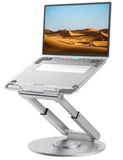 tounee Telescopic Laptop Stand for Desk with 360° Swivel Base, Sit to Stand, Height Adjustable, Portable Riser Holder for Good Posture, Compatible with All Laptops 10-17