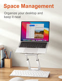 tounee Telescopic Laptop Stand for Desk with 360° Swivel Base, Sit to Stand, Height Adjustable, Portable Riser Holder for Good Posture, Compatible with All Laptops 10 - 17" - Silver