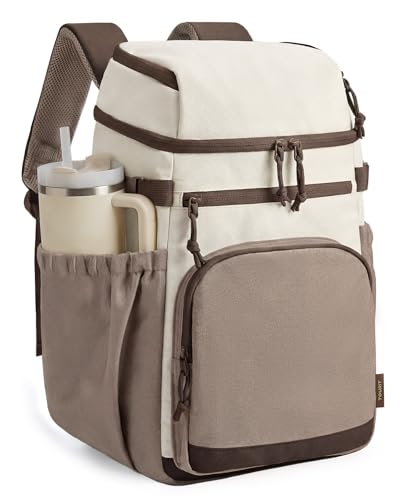 TOURIT Insulated Cooler Backpack 30 Cans, Leakproof Double Deck Lunch Cooler Bag, Lightweight Waterproof Backpack Cooler for Men Women, Beach Camping Picnic Hiking Travel, Kazhi Brown
