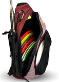 Tournament Slinger Bag | Carries 6-12 Disc Golf Discs | Includes Extra Pockets for Retriever and Mini (Red/Heather)