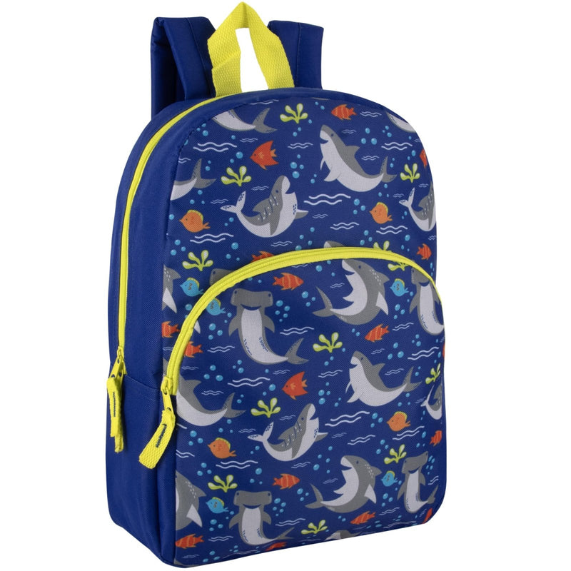Trail maker 15 Inch Kids Backpacks for Boys & Girls | Preschool, Kindergarten, Elementary School Backpacks with Adjustable, Padded Straps (Seafaring Sharks)