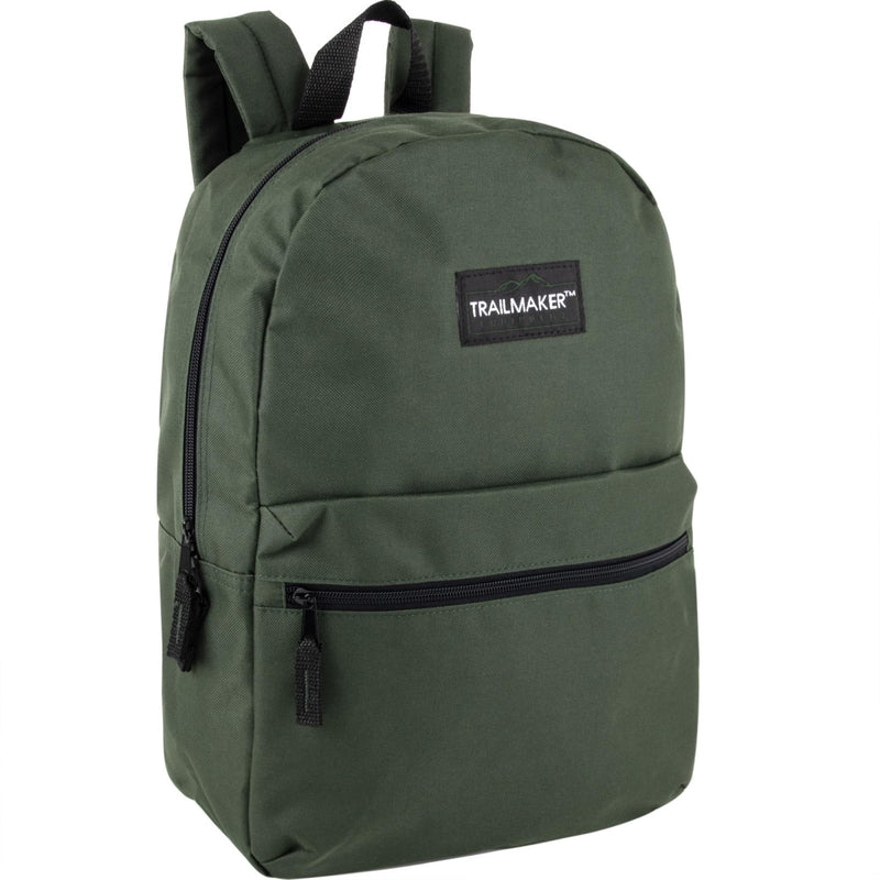 Trail maker Classic 17 inch Backpacks with Adjustable Padded Straps | School Backpacks for Girls, Boys (Green)