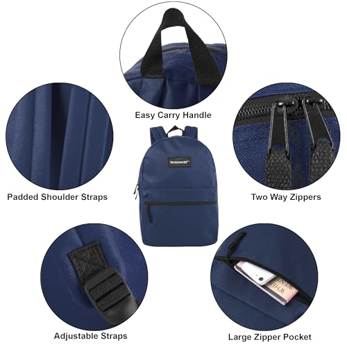 Trail maker Classic 17 inch Backpacks with Adjustable Padded Straps | School Backpacks for Girls, Boys (Navy)