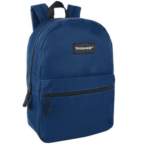 Trail maker Classic 17 inch Backpacks with Adjustable Padded Straps | School Backpacks for Girls, Boys (Navy)
