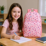 Trail maker Fun School Backpack for Elementary Middle School Girls and Boys | 17 Inch Printed Backpacks for School Kids, Travel (Pretty Pink Flowers)
