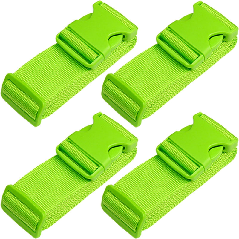 TRANVERS Luggage Straps and Tags Set for Suitcase | 79" Extra Long Heavy Duty Suitcase Strap Belt with Address Label | Adjustable Baggage Belt for Travel Security, 4 Pack Green