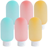 Travel Bottles for Toiletries 6 Pack, Leakproof 2 oz Tsa Approved Travel Size Containers, BPA Free Plastic Shampoo and Conditioner Bottles, Camping Travel Essentials (Multicolor - B)