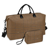 Travel Duffel Bag Travel Weekender Gear Bag with Toiletry for Trip Multifunctional Brown Buffalo Plaid Checked Red
