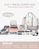 Travel Duffle Bag Weekender for Women: Travel Duffel Bag Carry - On Overnight Bag with Shoe Compartment & Wet Pocket Large Weekend Tote Bag with Gym Duffel Bag for Hospital Beige
