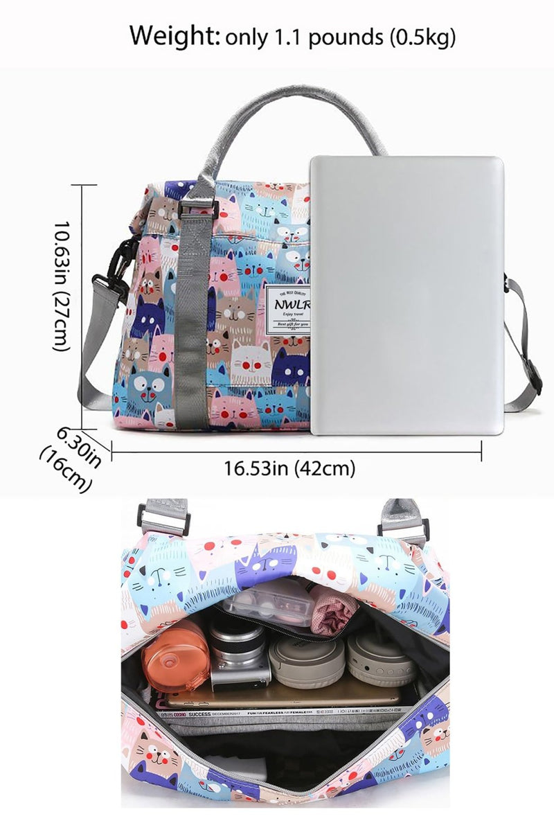 Travel Duffle Bag Weekender Overnight Bag Gym Tote with Dry and Wet Separated Pocket for Women Girls Shoulder Workout Duffel Bag Water Resistant (cute cats)