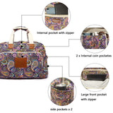 Travel Duffle Bag,Malirona Weekender Overnight Gym Bag for Women Large Carry On Bag with Zip Pocket for Women Girls Travel, Gym, Yoga(Purple Flower)
