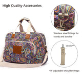 Travel Duffle Bag,Malirona Weekender Overnight Gym Bag for Women Large Carry On Bag with Zip Pocket for Women Girls Travel, Gym, Yoga(Purple Flower)