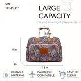 Travel Duffle Bag,Malirona Weekender Overnight Gym Bag for Women Large Carry On Bag with Zip Pocket for Women Girls Travel, Gym, Yoga(Purple Flower)
