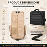 Travel Garment Bag for Women,Lightweight Puffy Carry on Garment Bag for Hanging Clothes,44.7'' Waterproof Travel Suit Bag with Shoulder Strap,2 in 1 Foldable Duffle Bag,Black