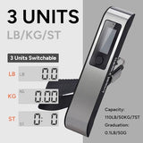 travel inspira Luggage Scale, Digital Luggage Scales, Baggage Scale with Overweight Alert LCD Display 110LB / 50KG (Stainless Steel, Black) Battery Included
