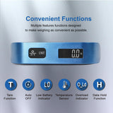travel inspira Luggage Scale, Portable Digital Hanging Baggage Scale for Travel, Suitcase Weight Scale with Rubber Paint, 110 Pounds, Battery Included - Blue