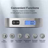 travel inspira Luggage Scale, Portable Digital Hanging Baggage Scale for Travel, Suitcase Weight Scale with Rubber Paint, 110 Pounds, Battery Included, Sliver, 2 Pcs